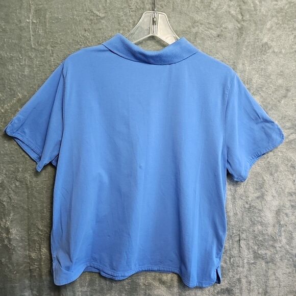 Talbots Shirt Size 2X Blue Short Sleeve Pima Cotton Spandex Polo Collared - Picture 7 of 9